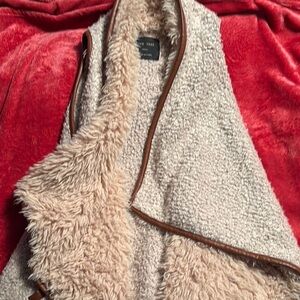Anthropologie Beige Faux Fur Vest
